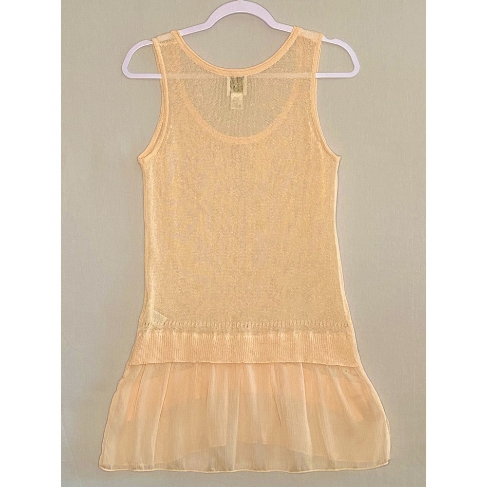 💎August Moon Womens Sheer Knit Top Size Medium Pale Orange Linen Blend